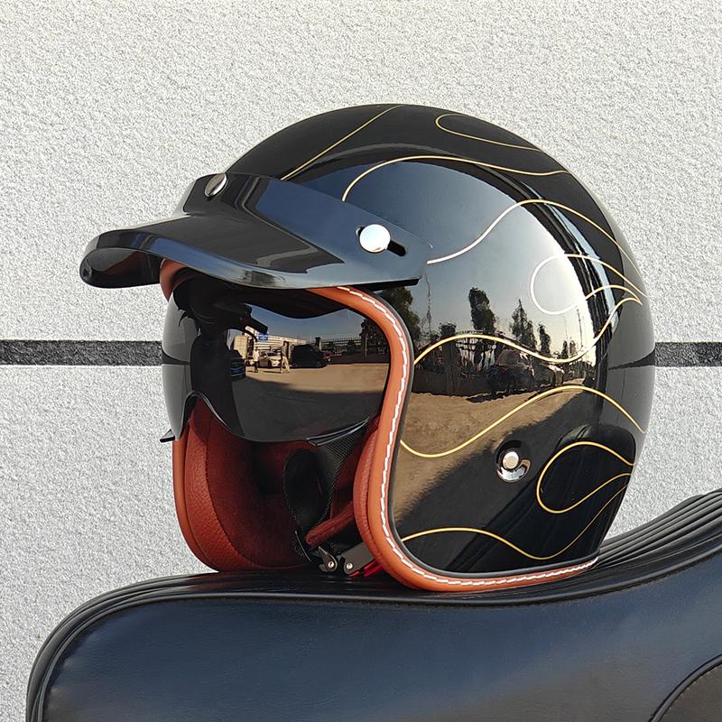 ORZ NEW adult motorcycle helmet retro cruise 3/4 motorcycle half helmet with sun visor DOT approved