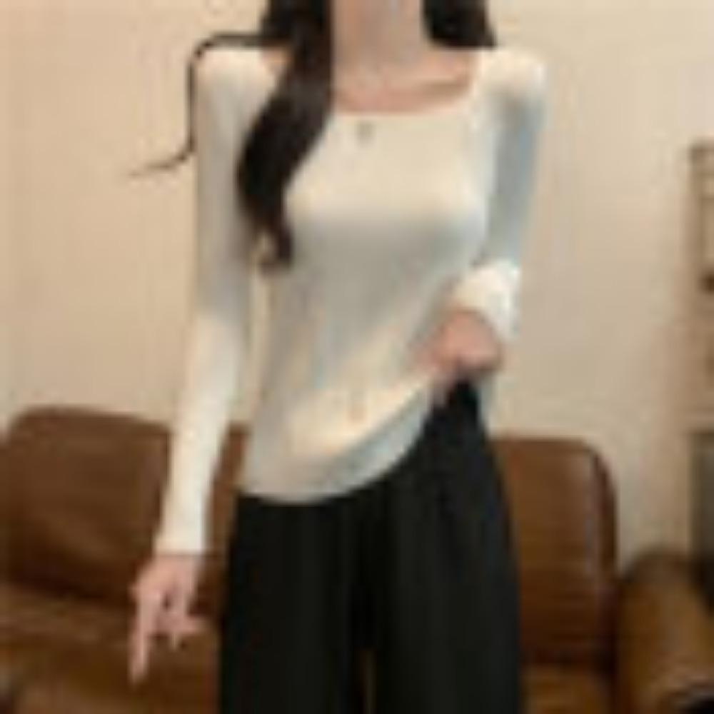 

Early Autumn High-end Sweater for Women, Long-sleeved Base Knitted Sweater Top for Autumn and Winter One Size белый