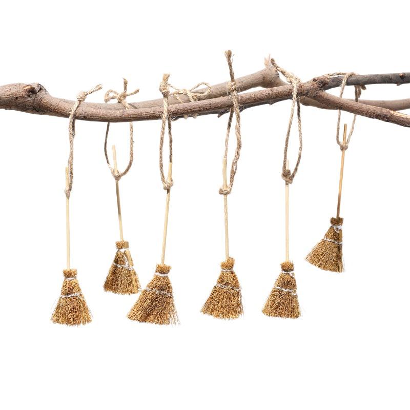 Halloween broom, witch broom, miscanthus mini, craft decorations, little witch props ornament