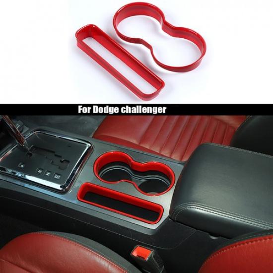 

Red Front Cup Holder Trim Cover Rings for 2009-2014 Dodge Challenger Accessories