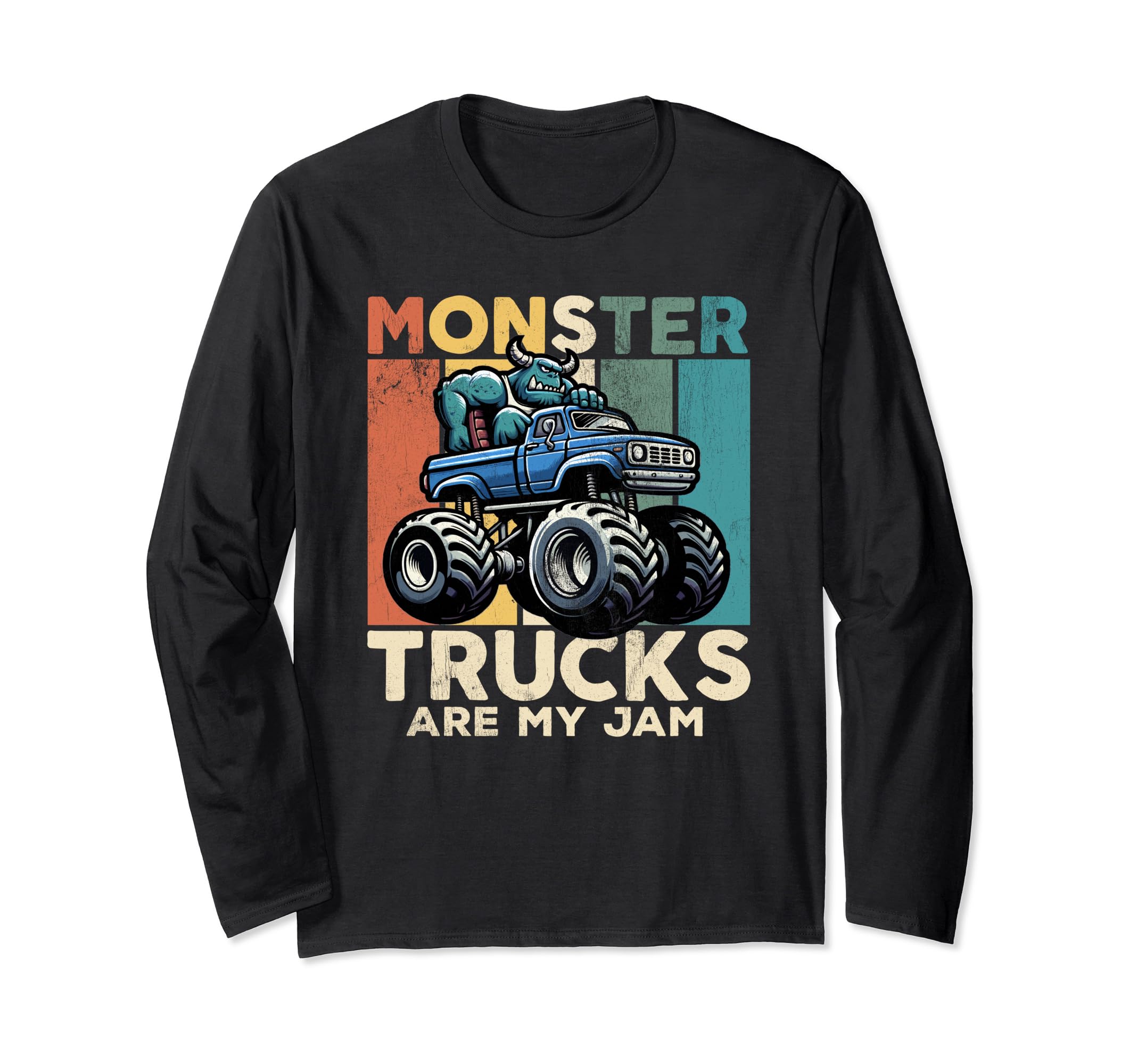 

Monster Trucks Are My Jam Vintage 70s Monster Driving Trucks Long Sleeve T-Shirt