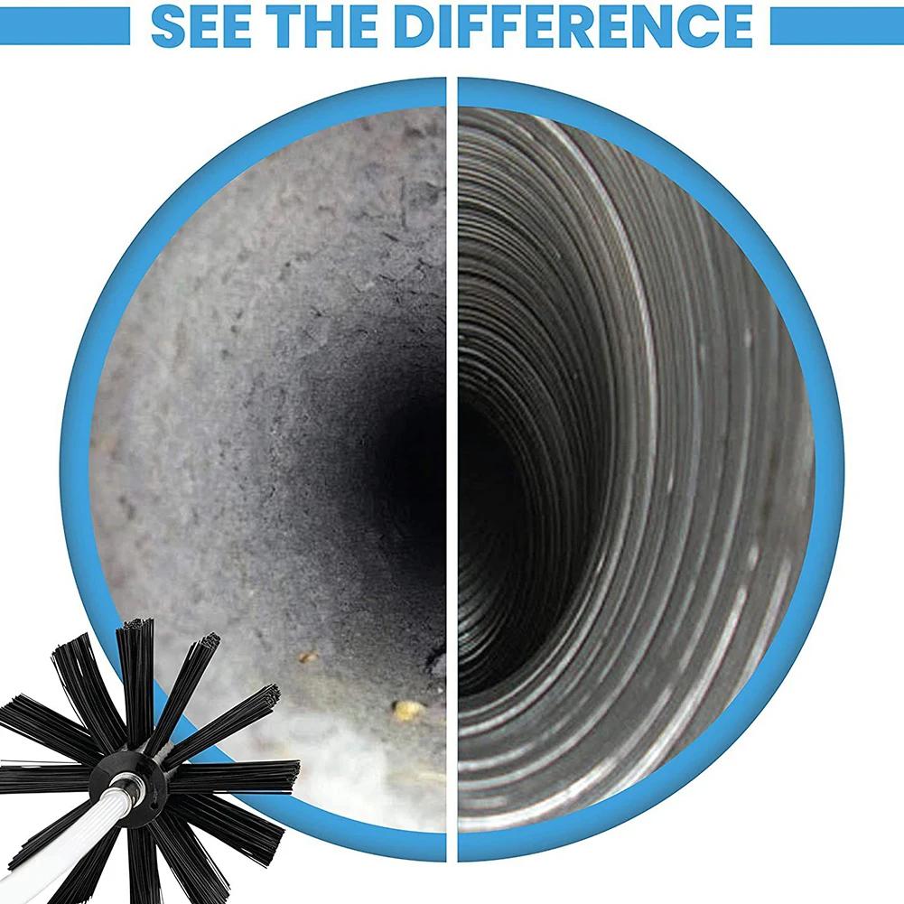 Chimney Brush Set with Long Handle Rods Flue Sweeping Brush 100/150mm Brush Head Air Duct Cleaning Tool for Chimney Dryer Pipe