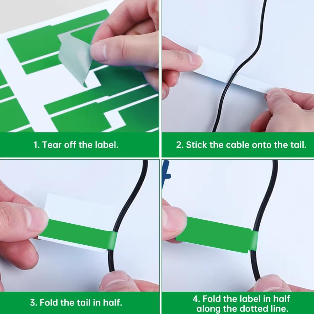 180 PCS Cable Labels for Management, Cord Tags for Electronics, Self Adhesive 6 Colors Waterproof Cable Identification Tags for Office Work School