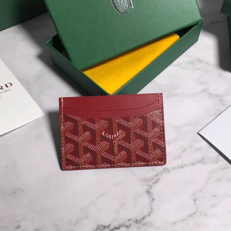 2025 Dogtooth Goyard Unisex Card and Coin Holder - Fashionable Two-Layer Cowhide Design