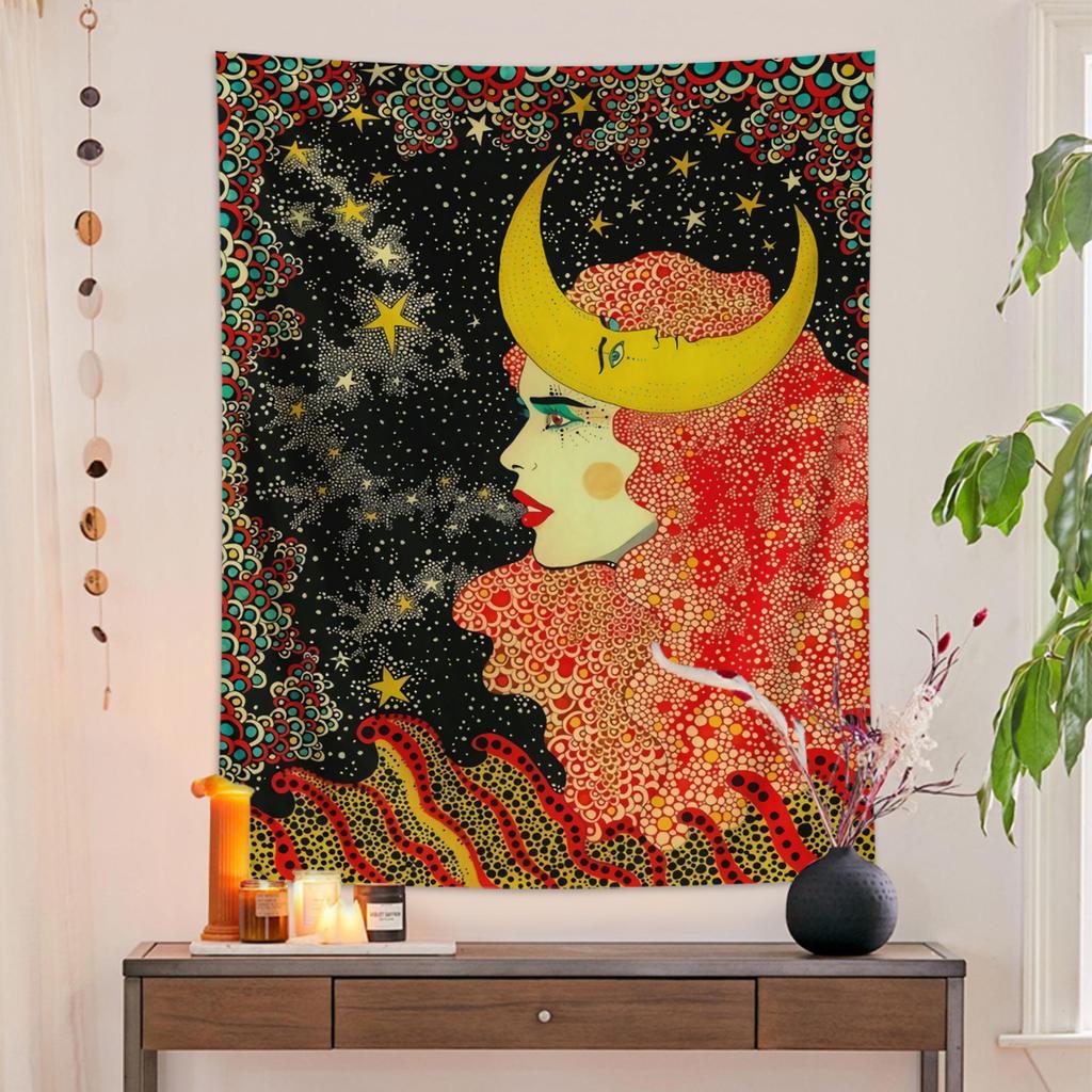 1pc Girl Floral Tapestry, Eye Tapestry, Hippie Psychedelic Retro Fun Cool Color Poster Wall Decoration