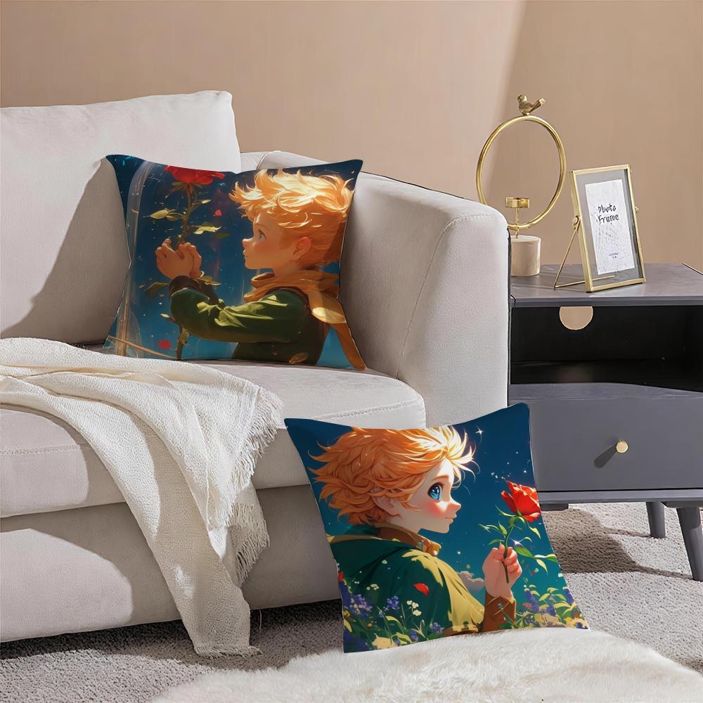 Classic French Literary IP Anime LLittle Prince Cushion Cover Pillowcase Short Plush Invisible zipper Room Sofa Cushion Cover