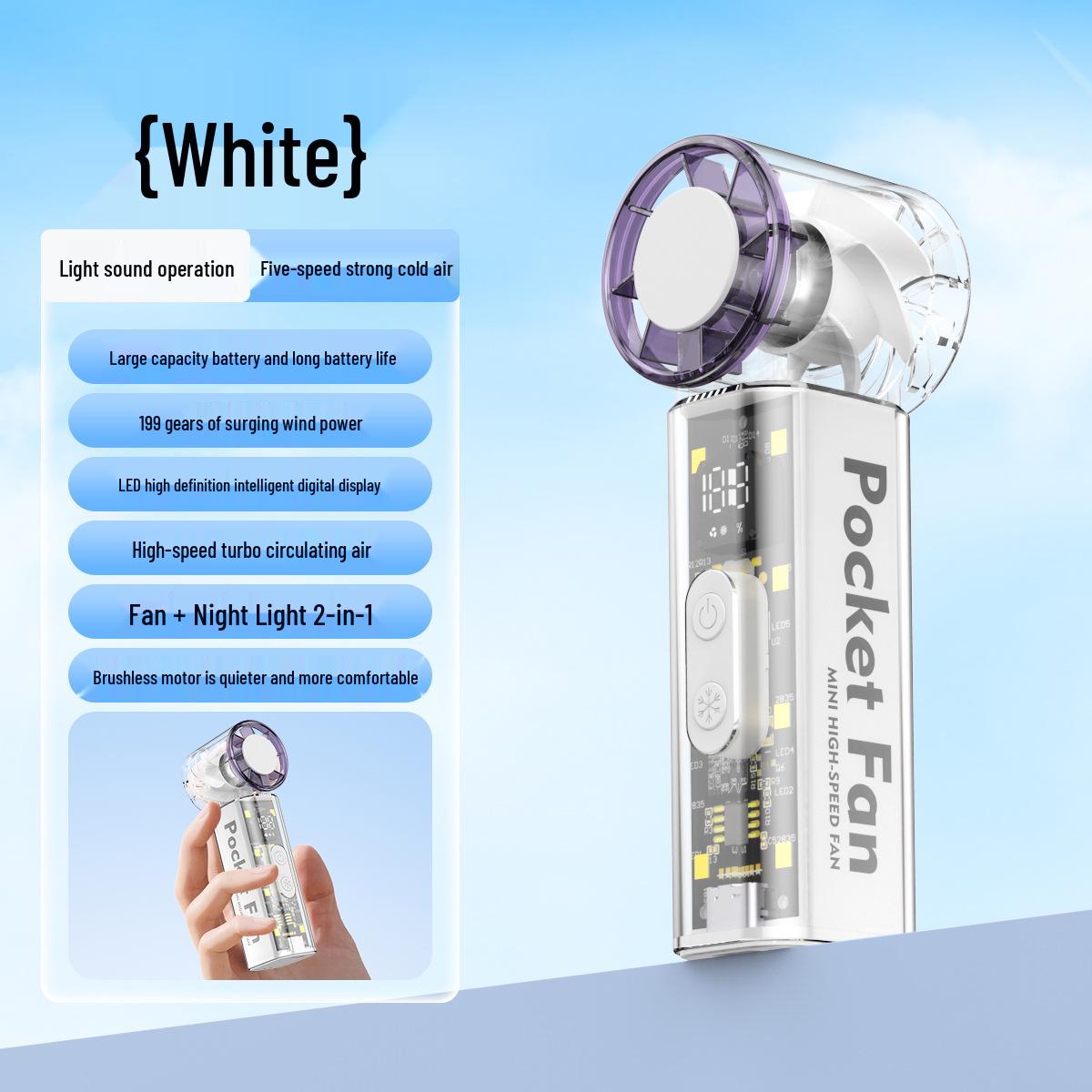 T51 USB Mini High-Speed Portable Fan with Ice Pack & LED Light