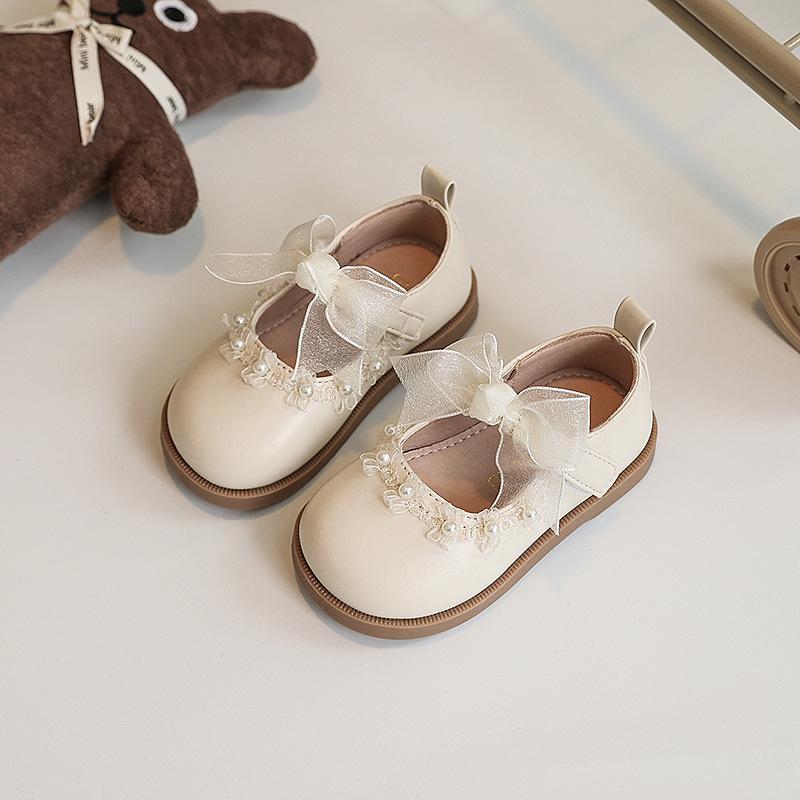 2025 Spring White Princess Shoes: Soft Sole Leather Dress Shoes for Girls