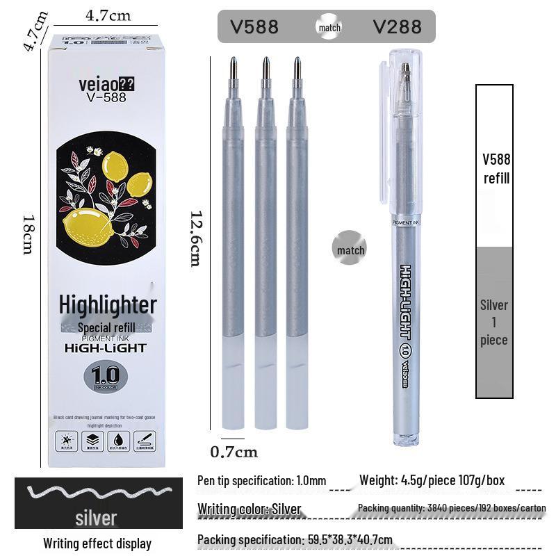 Boke Gold Glitter & White Highlight 1.0mm Gel Pen Set for Creative Drawing and Journaling