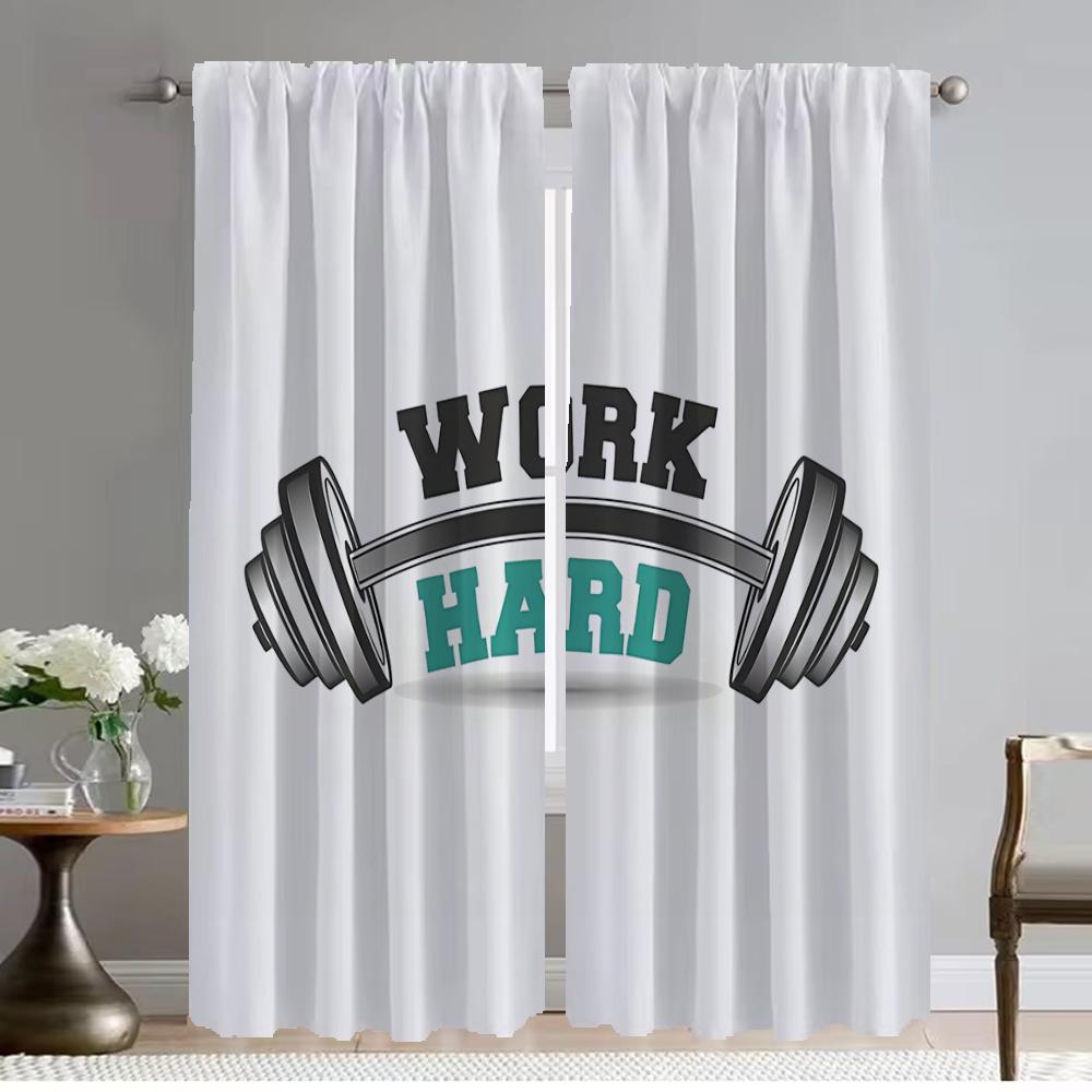 Gym Halloween Decoration Curtains for Living Room Curtain Tulle for Bedroom Home Interior Curtains 2 Pieces Partition Shades