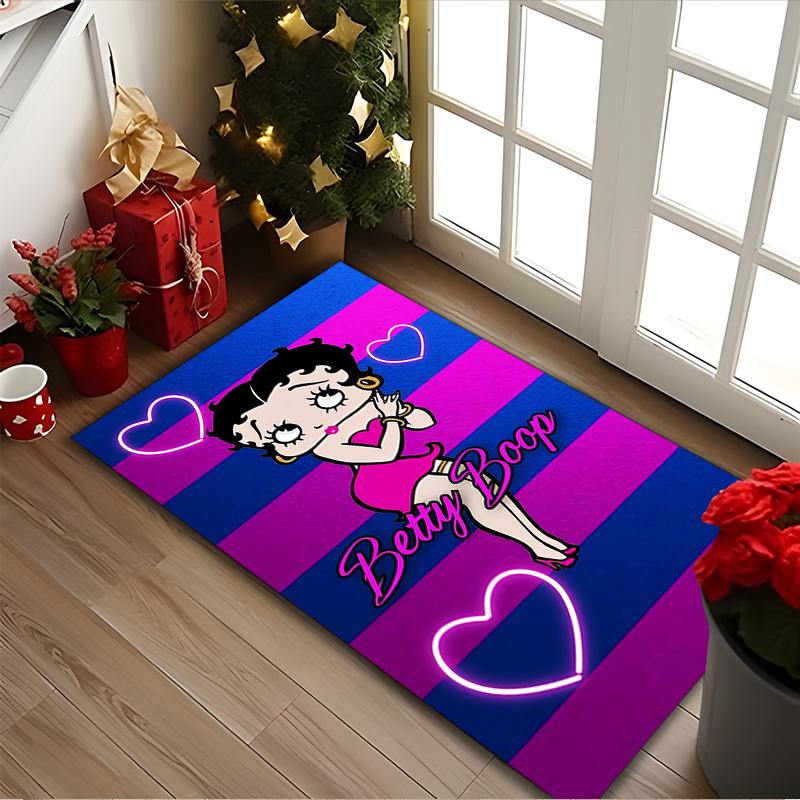 Betty Boop Print Area Rug, Multi-functional Office Chair Sofa Carpet, Easy Clean Carpet for Home and Living Spaces