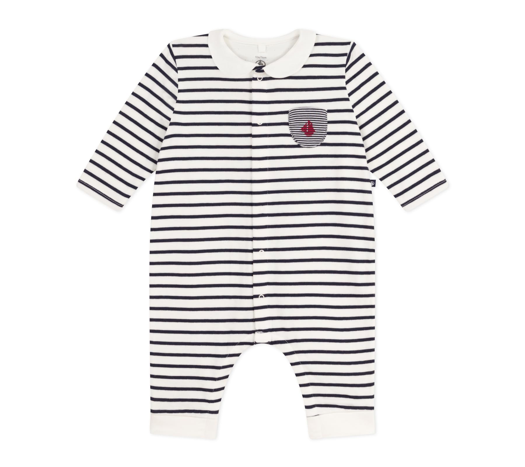 

Petit Bateau Jumpsuit 74cm A0EKQ, Off-White/Navy, 12-Month Size,