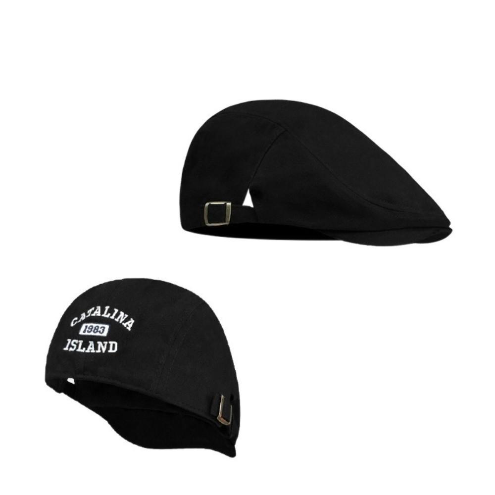 Flat Forward Hat Adjustable Newsboy Cap Casual Letter Embroidery Beret Outdoor