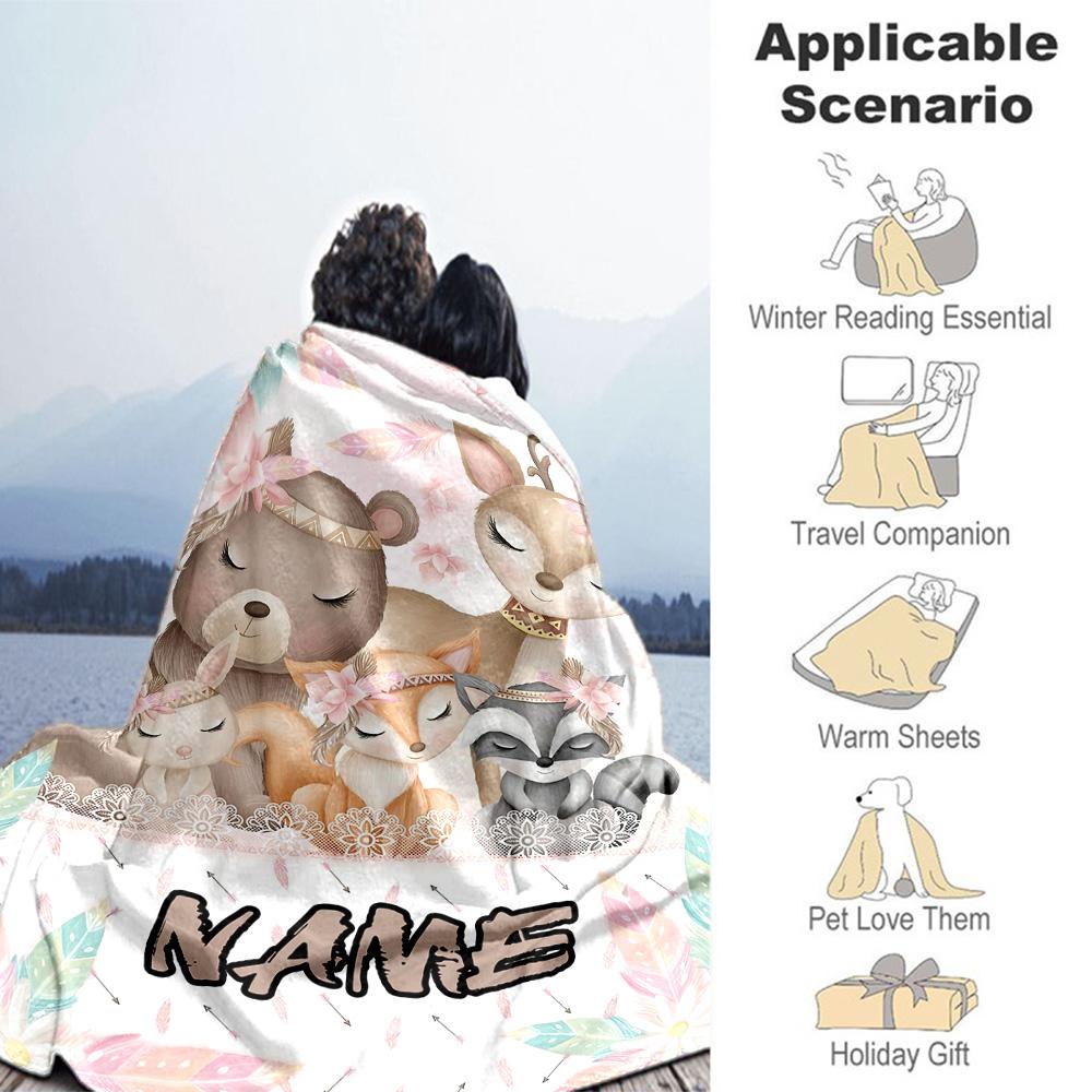 Animal5556 Customize Text Blanket Multi-purpose Customizable Blanket Soft & Cozy for Office Livingroom Living Room Chair Four Seasons Universal