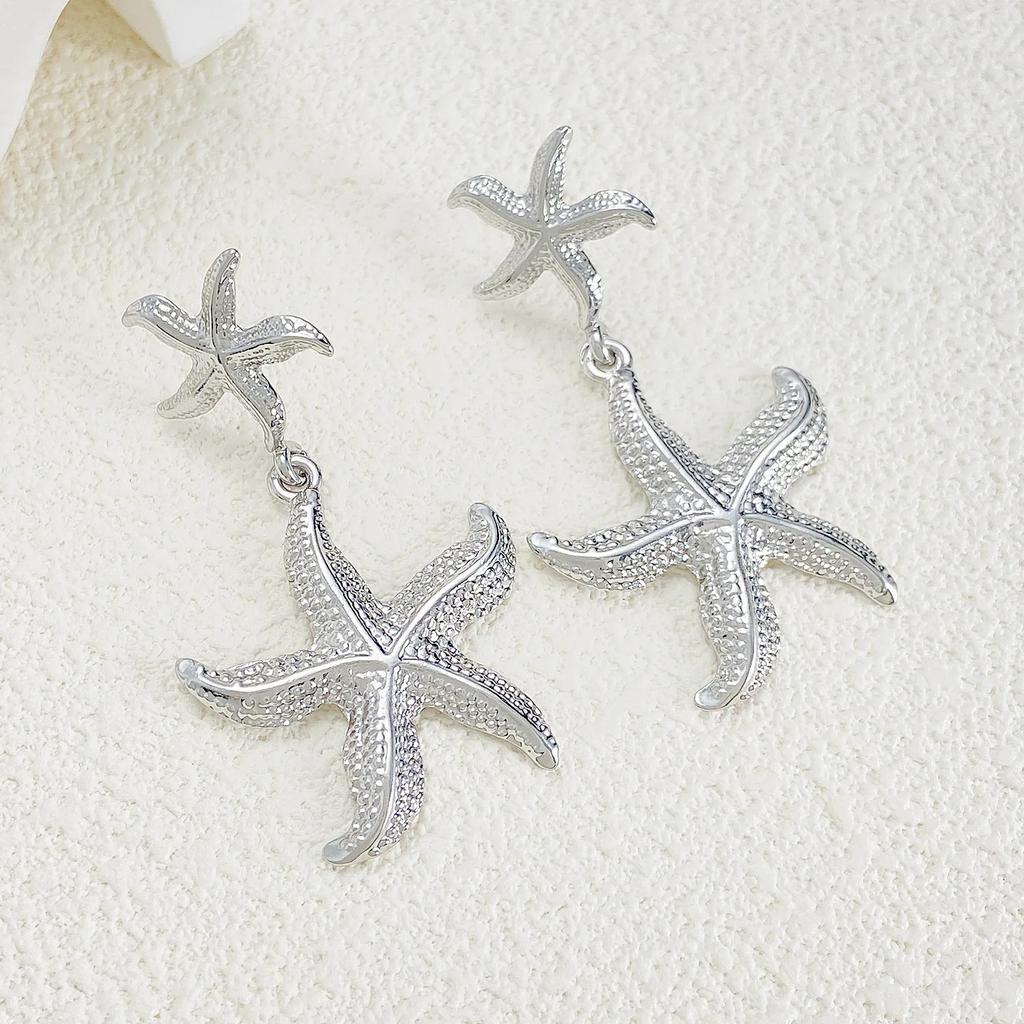 Stainless Steel Ocean Style Women's Earrings Starfish Personalized Design Seaside Vacation Simple Retro Party Jewelry
