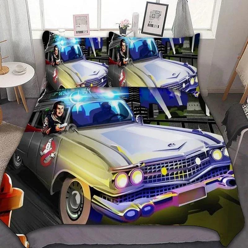 Sängkläder Set Ghostbusters Tryckt Full Storlek Täcke Säng mjuk varm Överkast Påslakan Örngott Set Vuxen Pojkar sängkläder