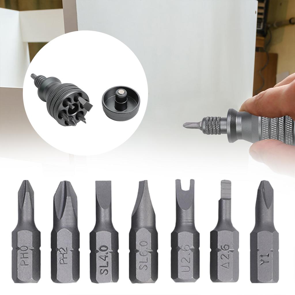 7-in-1 Mini Screwdriver Strong Magnetic Tip Palm Screwdriver Magnetic Screwdriver Mini Quick Ratchet Screwdriver EDC Hand Tools