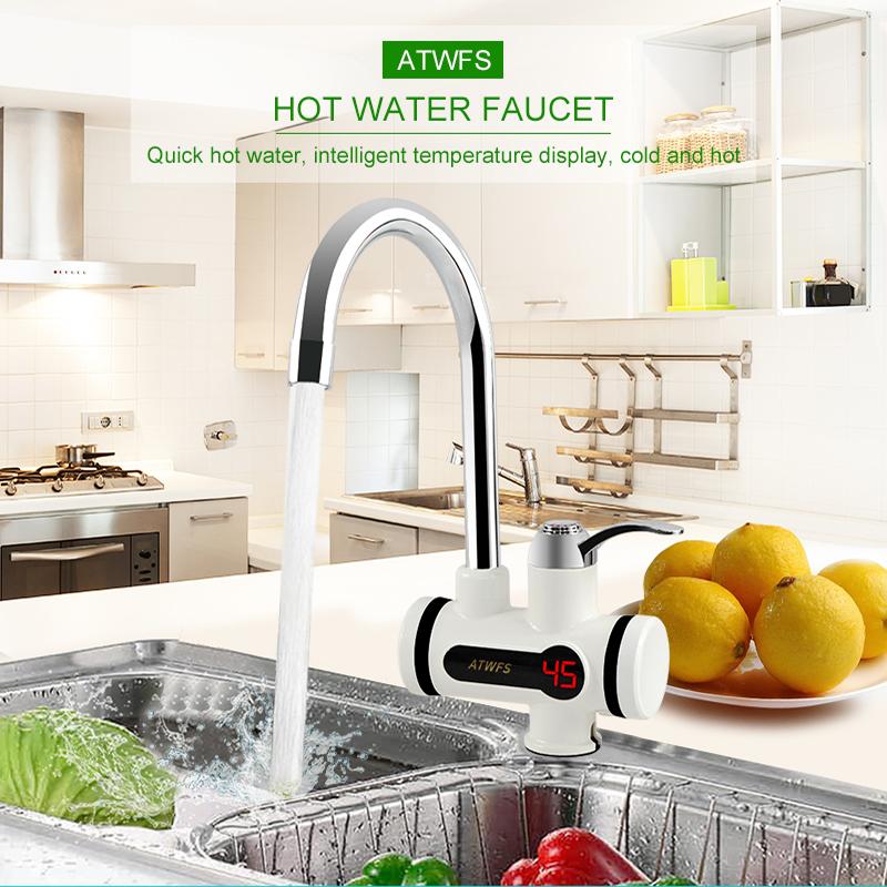 ATWFS Rubinetto Acqua Calda Elettrica Istantanea Rubinetto Acqua Calda e Fredda per Cucina 220V 3000W