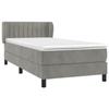 3127589 vidaXL Lit à sommier tapissier et matelas Gris clair 90x200 cm Velours