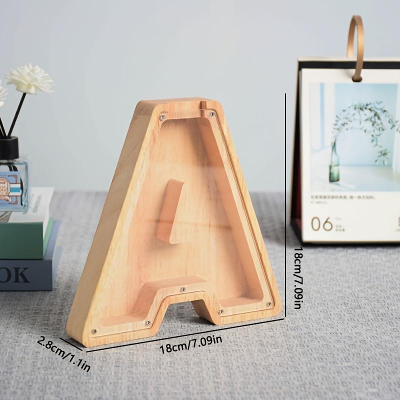 Unikalny Przezroczysty Design Drewniany Alfabet Skarbonka A-Z do Przechowywania Monet i Drobnych, Kreatywny Prezent Urodzinowy, Prezent do Dekoracji Domu na Halloween