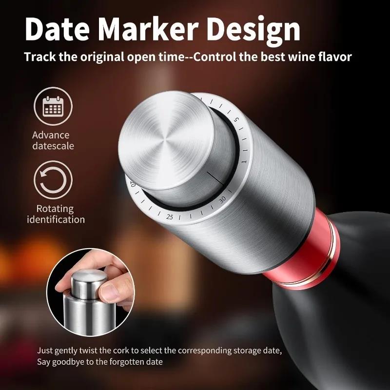 Wine Bottle Stoppers Vacuum Wine Stopper Stainless Steel Wine Savers Vacuum Pump Corks Keep Wine Really Fresh 5