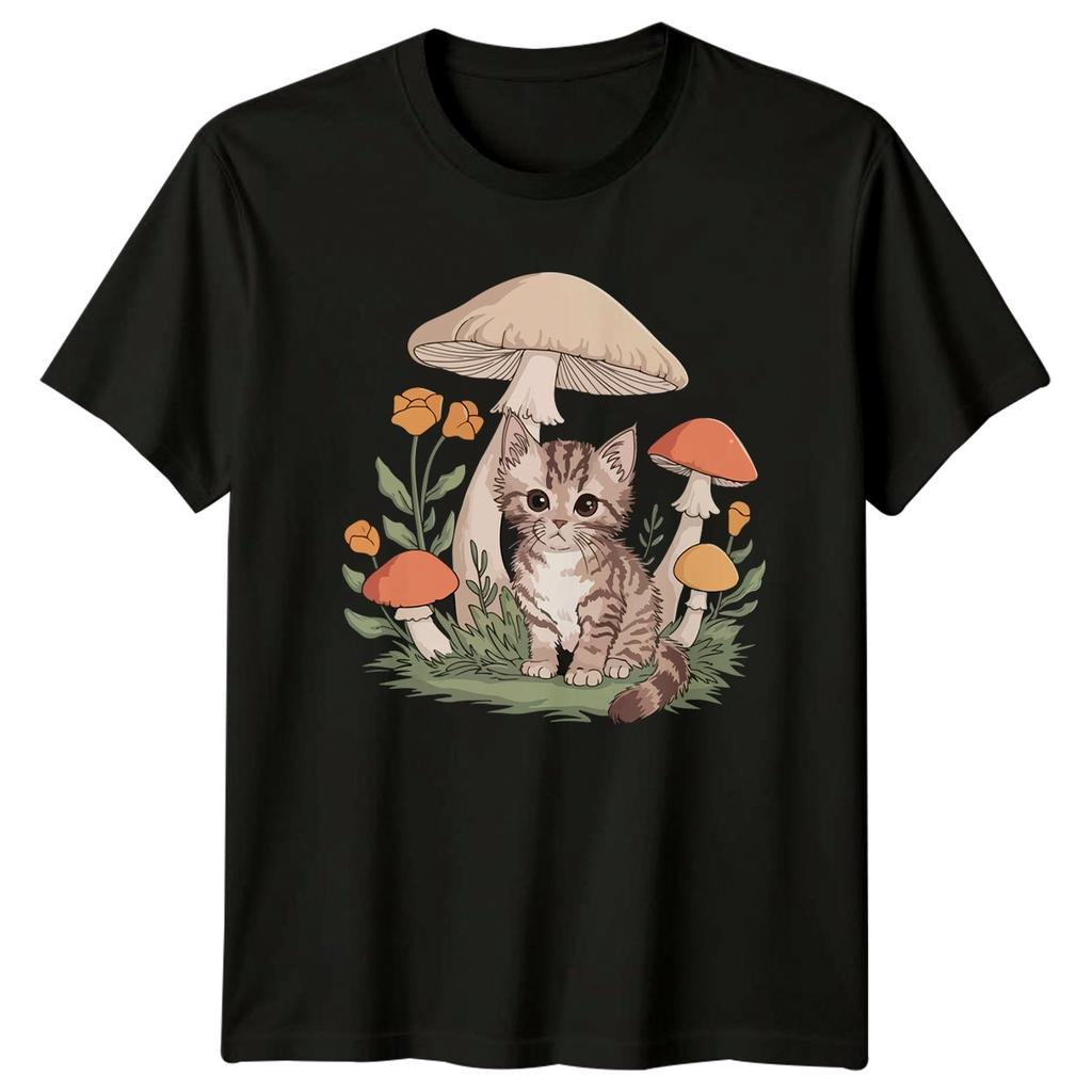 Adorable Kitten Among Mushroom And TShirt Kitten Fungi Nature Animals Birthday