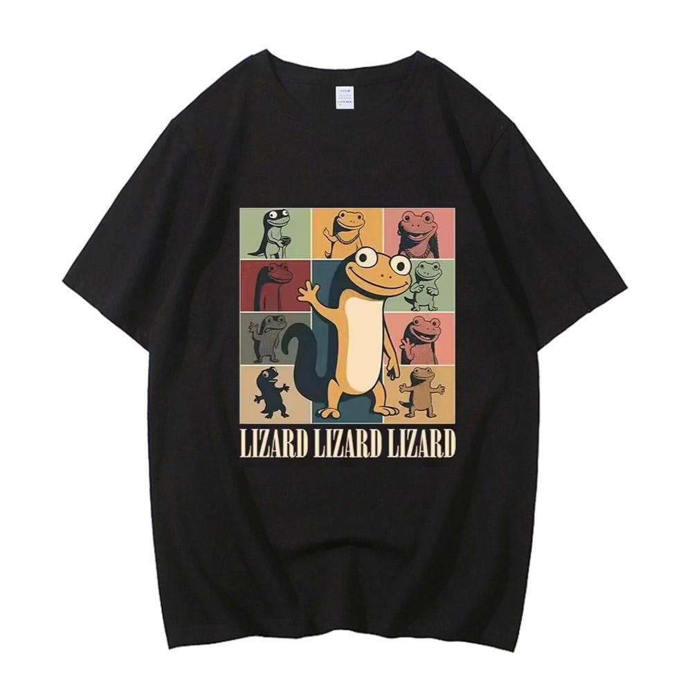 Fashion Lizard Meme Cartoon Graphic TShirt Short Sleeve High Quality Cotton Tshirts Casual Funny Printing T Shirts Unisex Tees