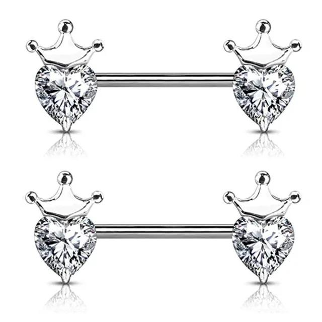 Rosa Herz Brustwarzenpiercing Stange Set Glänzende Kristall Brustwarzenringe Großpackung Für Frauen Blume Brustwarzen Schmuck Packung Piercing Teton Mengen
