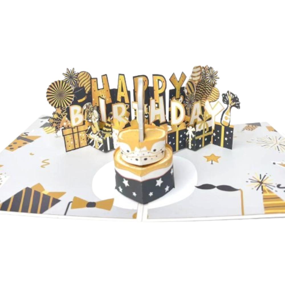 Fireworks Effect 3D Popup Greeting Card Musical and Light Luxurious Foil Stamping Cards  Child
