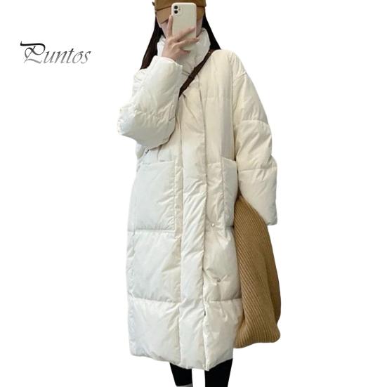 

Зимнее пуховое пальто Утолщенный воротник-стойка Защита шеи Длина до колена Карманы Застежка-молния Ветрозащита Сохранение тепла Повседневная верхняя одежда для холодной погоды 2XL белый