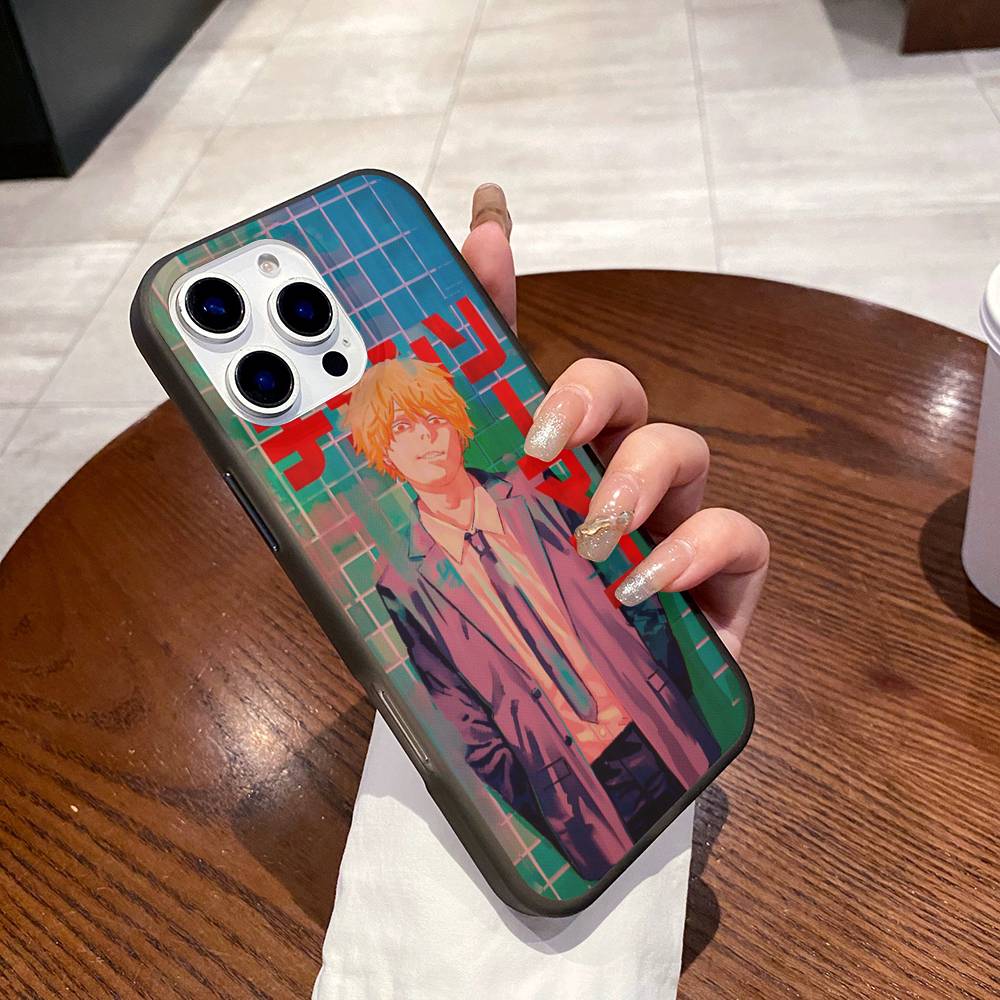 Anime Denji Chainsaw Man Phone Case For IPhone 16 15 17 Pro 11 12 13 14 Pro Max Plus Soft Ripple Silicone Cover Shell