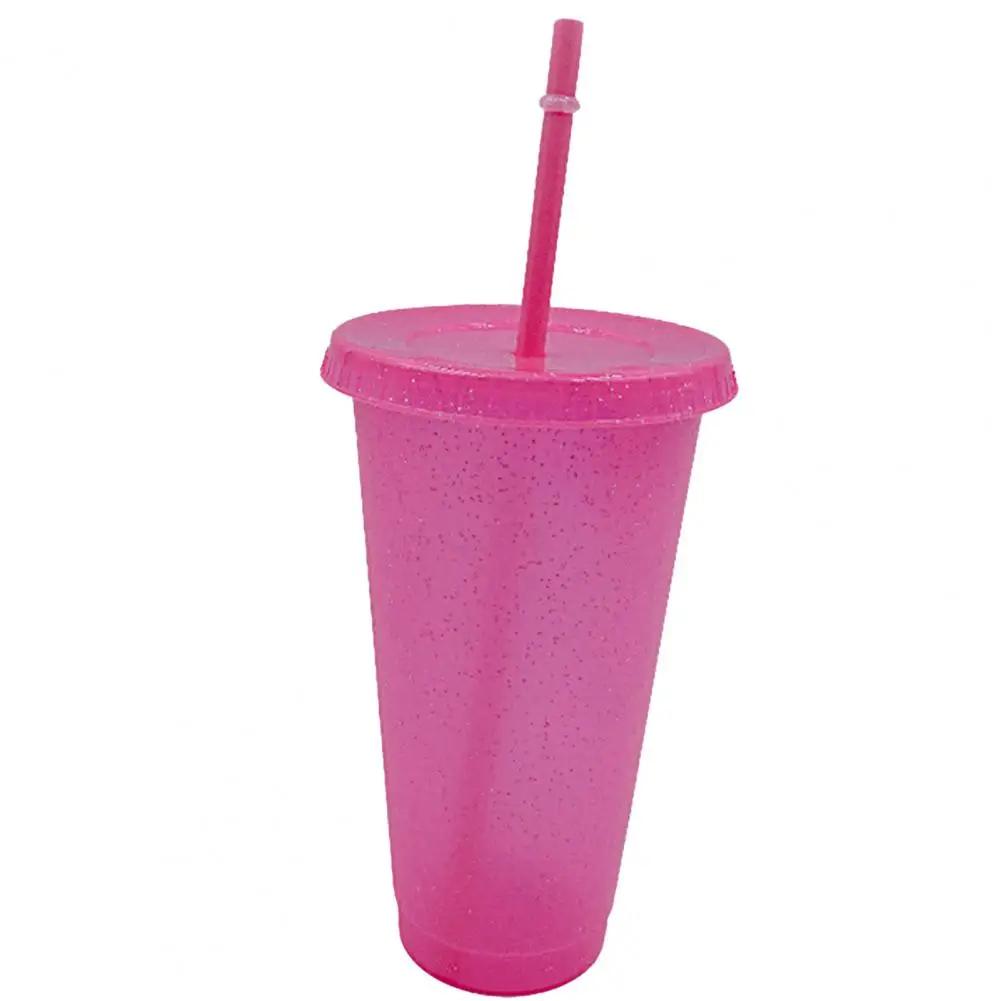 480/700ML Sequin Glitter Straw Cup Plastic Cup with Lids and Straws Reusable Coffee Cups Mugs Bubble Tea Cup Party Bar Drinkware