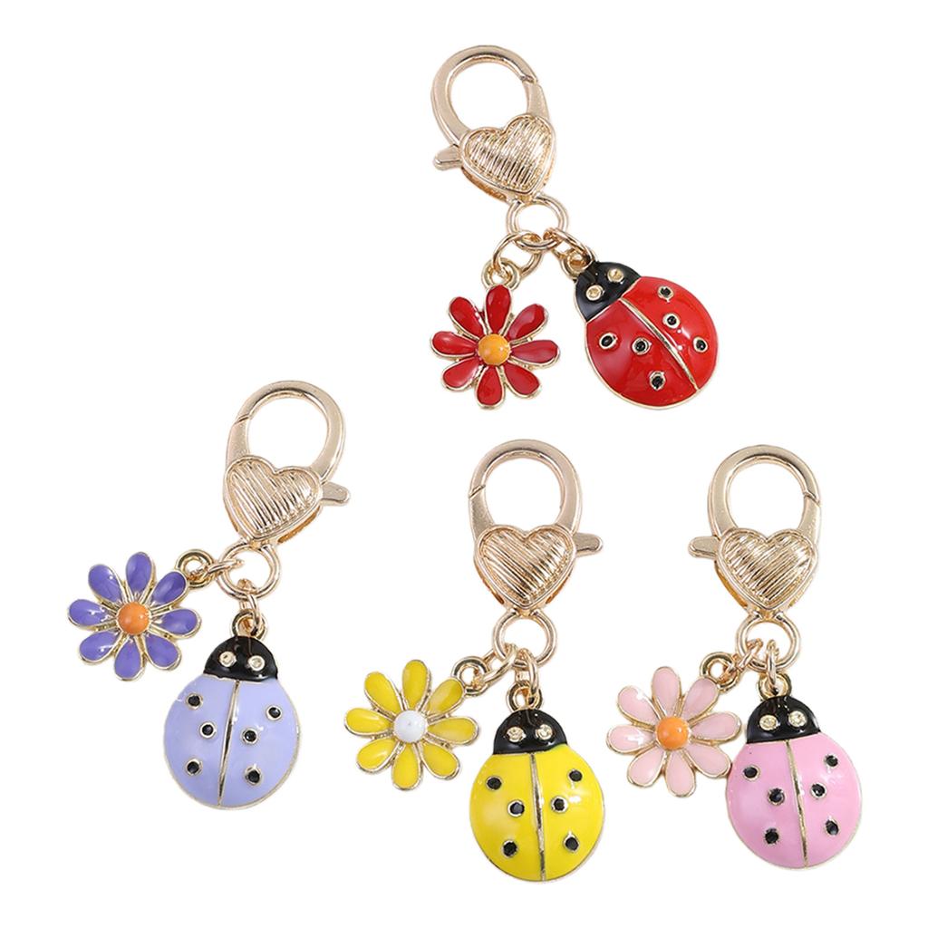 Compact Lightweight Key Holder with Lucky Charm and Flower Pattern for Travelers and Commuters Portable Keychain Set