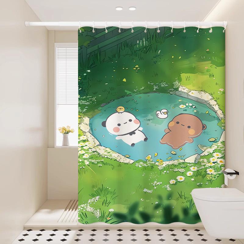 Cute Shower Curtain Thickened Waterproof Bathroom Bathroom Bathroom Bath Shower Dry And Wet Separation Hanging Curtain
