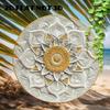 Golden Mandala Round Metal Wall Art 8x8 Inch Aluminum Home Decor Intricate Handmade Lightweight Bohemian