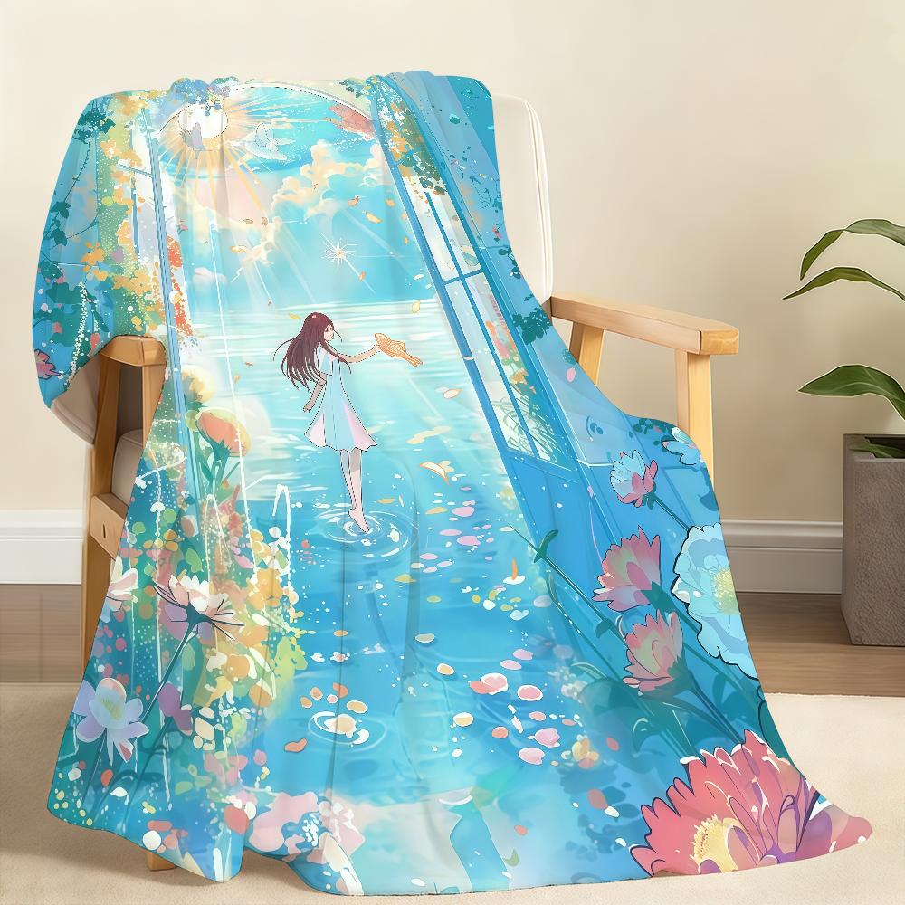 Illustration Summer Dream Water World Blanket For Soft Throw Blanket for Picnic Bed Sofa Home Bedroom Cozy Warm Comfortable 75x90cm