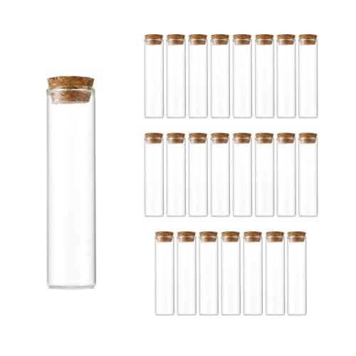 Charmoon Clear Glass Bottles with Cork Stoppers, Airtight for Storage, Set of 24 (40ml)