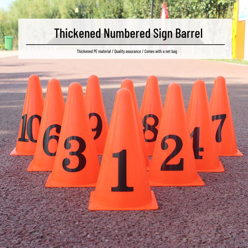 Digital Numbered Cones 1-10: 23CM Training Equipment for Basketball, Football, Track, and Field
