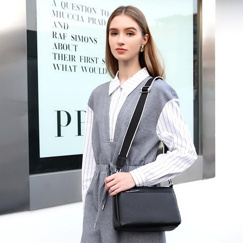 Hochwertige Echte Leder Damen Umhängetasche Wasserdichtes Rindsleder Stoff Mode Crossbody Tasche Einfarbige Damen Handtaschen