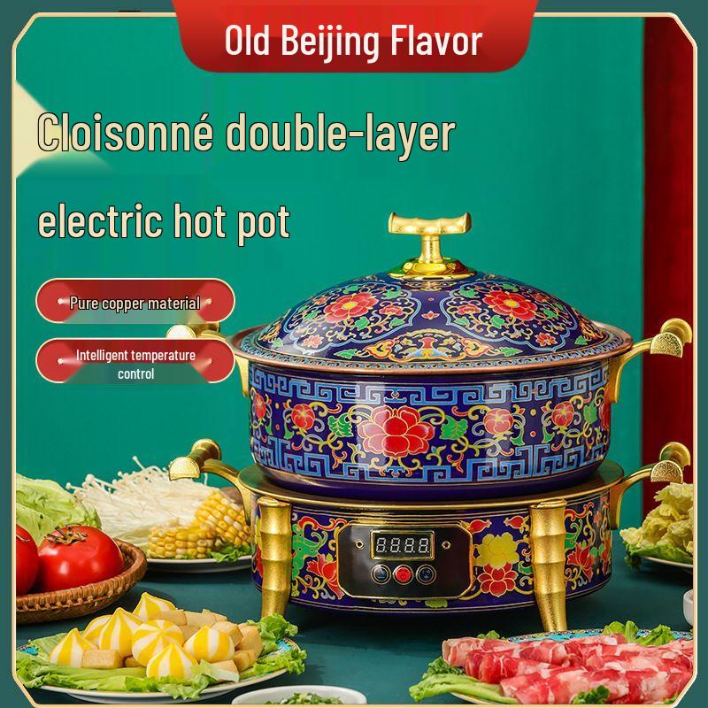 Traditional Cloisonné Copper Hot Pot