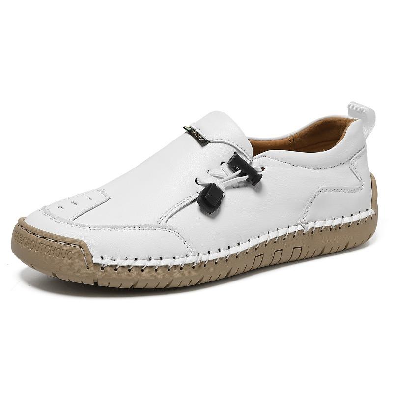 Plus Size Men's Handmade Casual Leather Shoes – Outdoor Fashion Lace-Up Oxfords with Non-Slip Sole, Lightweight Comfortable Walking Footwear