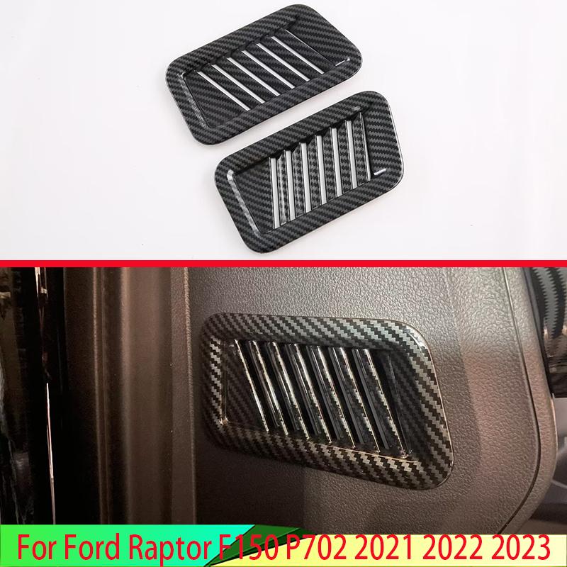 For Ford Raptor F150 P702 Carbon Fiber Style Air Vent Outlet Cover Dashboard Trim Bezel Frame Molding Garnish