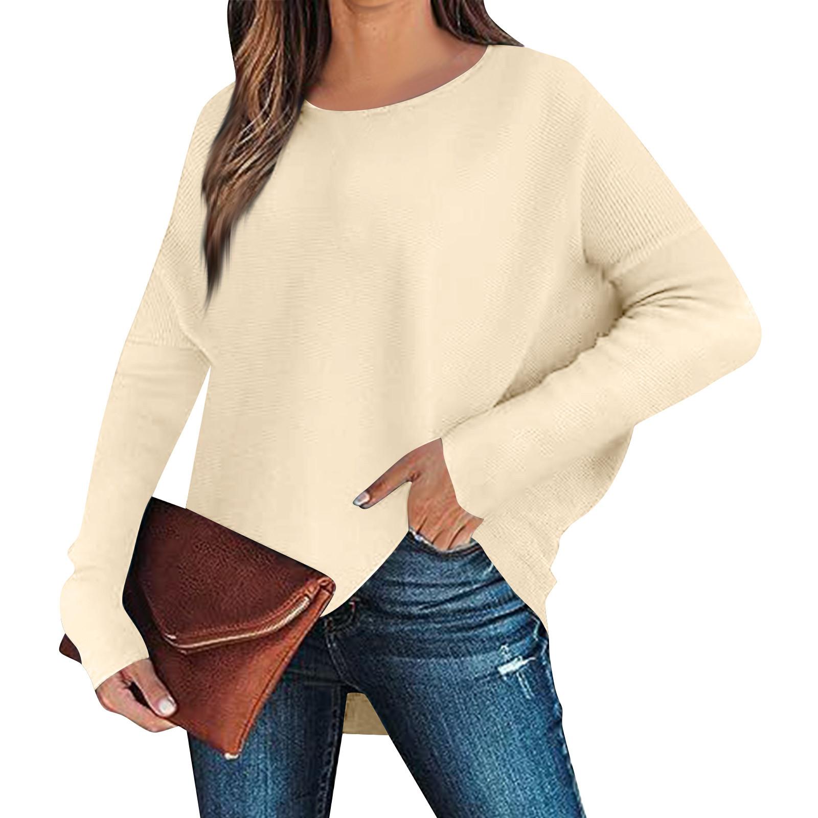 

Женский свободный пуловер с длинными рукавами и заниженными плечами, вязаный свободный пуловер, топ XL бежевый