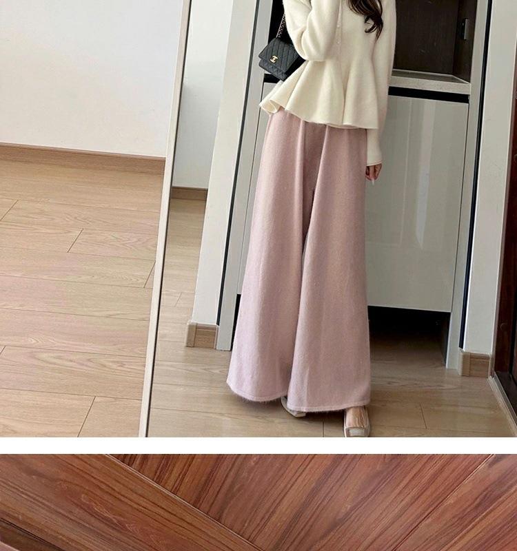 Set Pulover Tricotat Toamnă/Iarnă și Pantaloni Maternitate cu Picior Larg