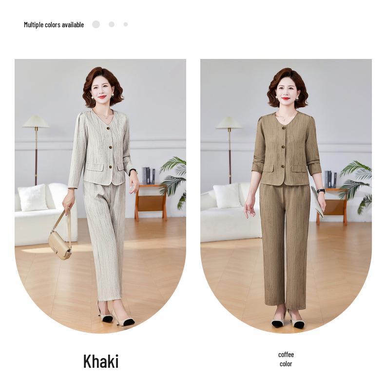 Mamas stilvolles zweiteiliges Set für Frühling & Herbst – Schlankmachendes, bauchbedeckendes Outfit für Frauen mittleren Alters & ältere Frauen
