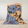 Blue Flower Polka Dot Pattern Flannel Blanket Warm Soft Halloween Christmas Couch Warm Cozy Decorative Decor Gift for All Season