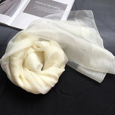 Popular Flax Plant Dyed White Scarf Summer Sunscreen Silk Silk Scarf Solid Color Cotton And Linen Shawl
