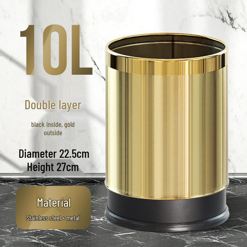 Stainless Steel Swing Lid Trash Can for Home and Kitchen, Light Luxury Design for Bathroom and Living Room.