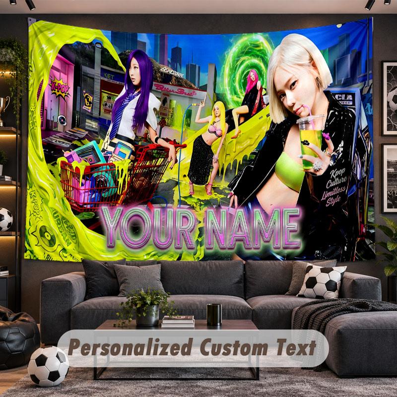 Wall Hanging Tapestry Custom Nameaespa Pattern Personalized Printed Fabric Wall Decor