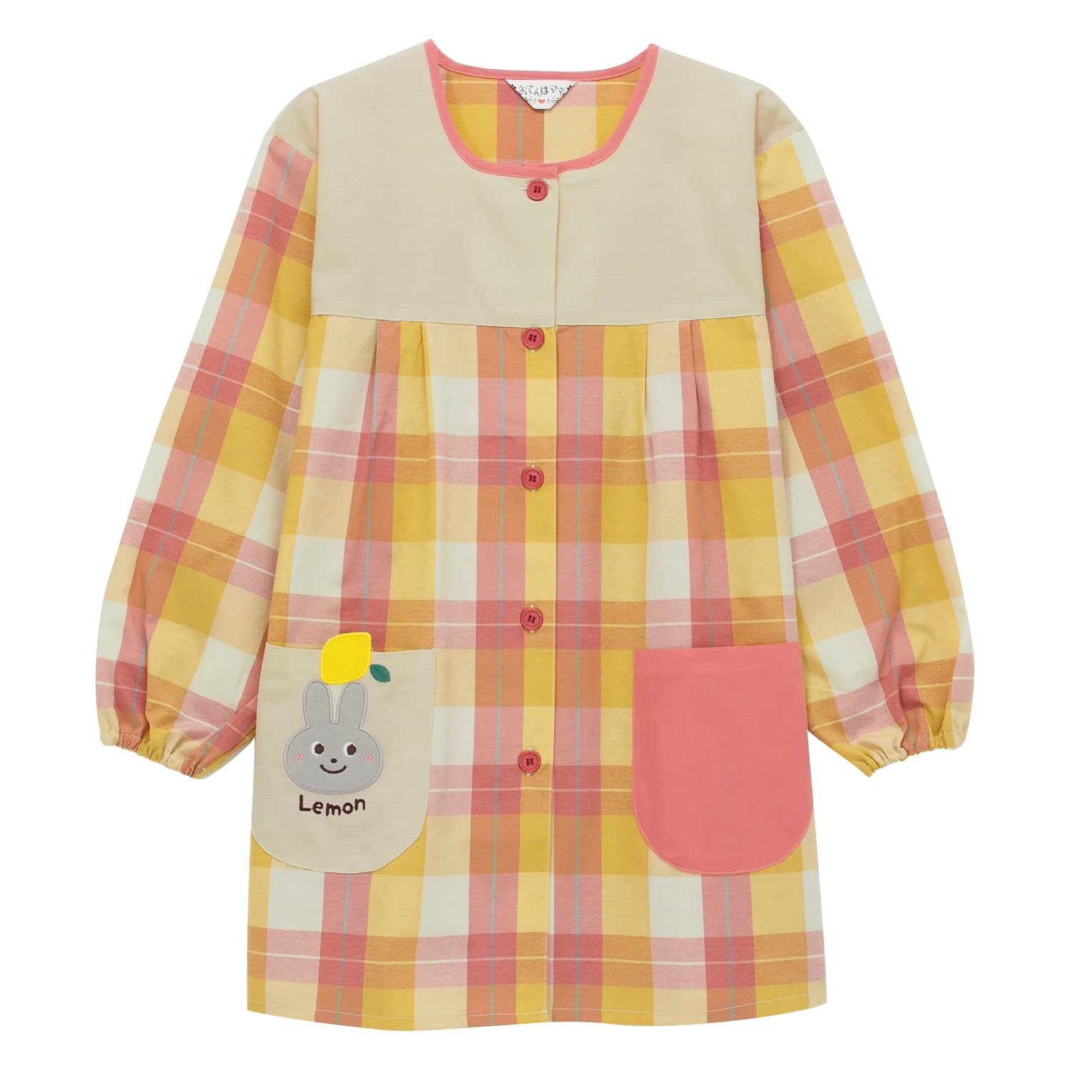 

Халат Kappogi Tomboy Mom Nursery School Kindergarten Аппликация Вышивка Передний Открыть Фартук с Карманами и Рукавами [Nishiki] Для Женщин